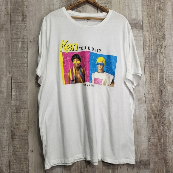 Old Navy Other - Old Navy White Graphic T-Shirt with Ken Print. Mens XXL